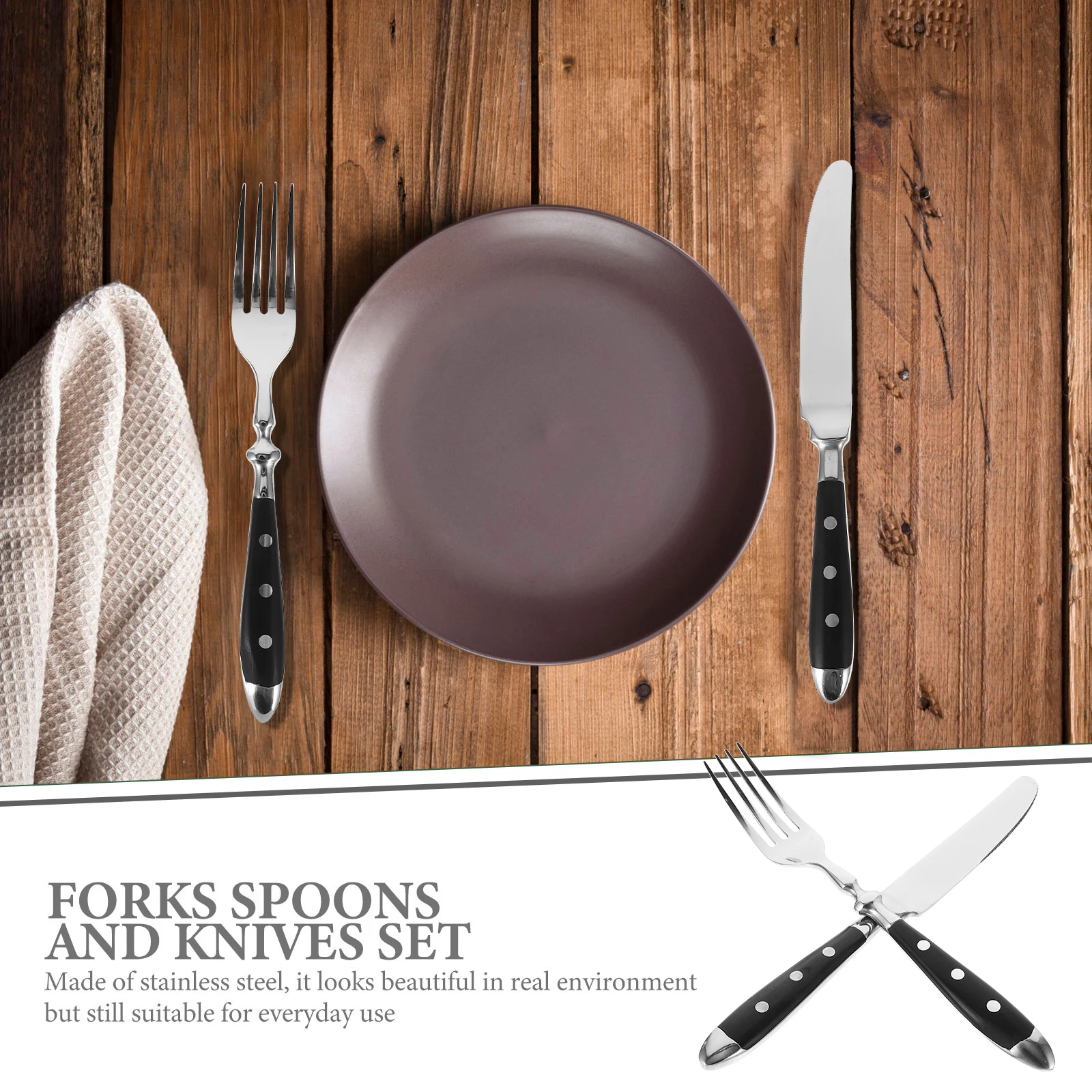 

Stainless Steel Steak Cutlery Set Ergonomic Fork Cutter Wear-Resistant Western Tableware Restaurant Flatware Household Steak