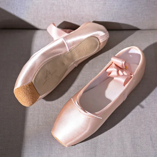 Zapatos de baile de Ballet para Mujer, Zapatos de punta de Ballet para niños y adultos, Zapatos profesionales con cintas, Zapatos de Mujer, zapatillas de deporte para niñas