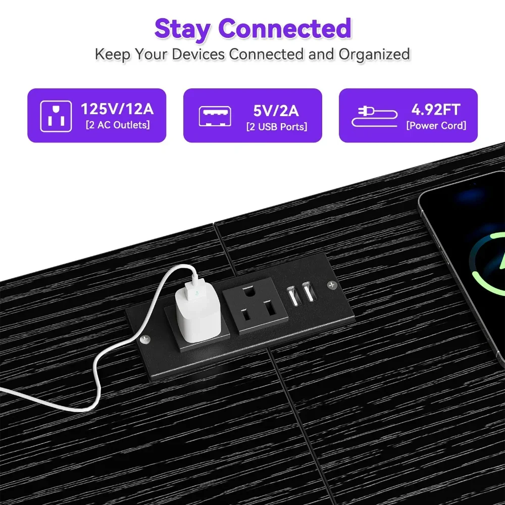 Cômoda com 10 gavetas, cômoda de 63 polegadas, suporte de TV para TV de 65 70 75 polegadas, cômoda para quarto, cômoda de tecido com luzes LED