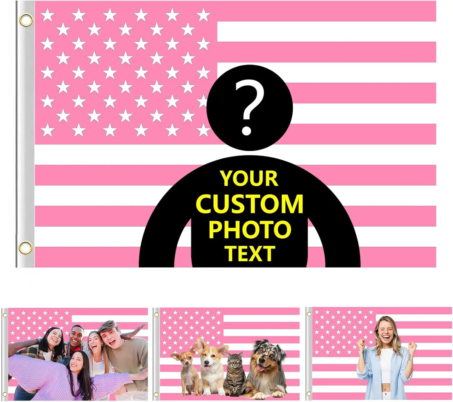 Bandiera americana rosa personalizzata 3x5Ft Progetta la tua immagine Arazzo Poster Bandiera per club Concerti Bar Dormitori Camere da letto Soggiorno