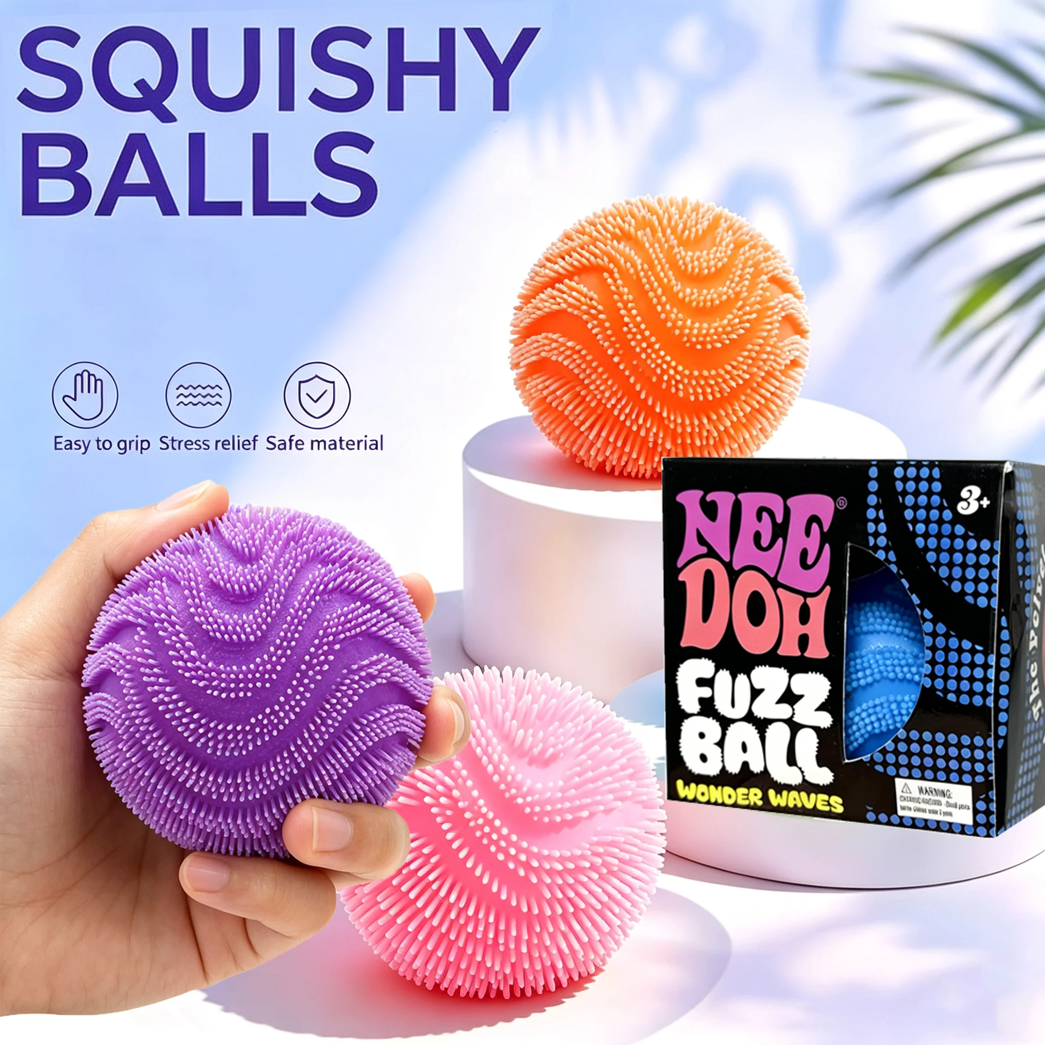 NeeDoh Maltose Fuzz Ball Blind Box Series, Soft Stress Relief Fuzzy Ball, Desktop Ornament Fun Squishy Toy for Pressure Relief