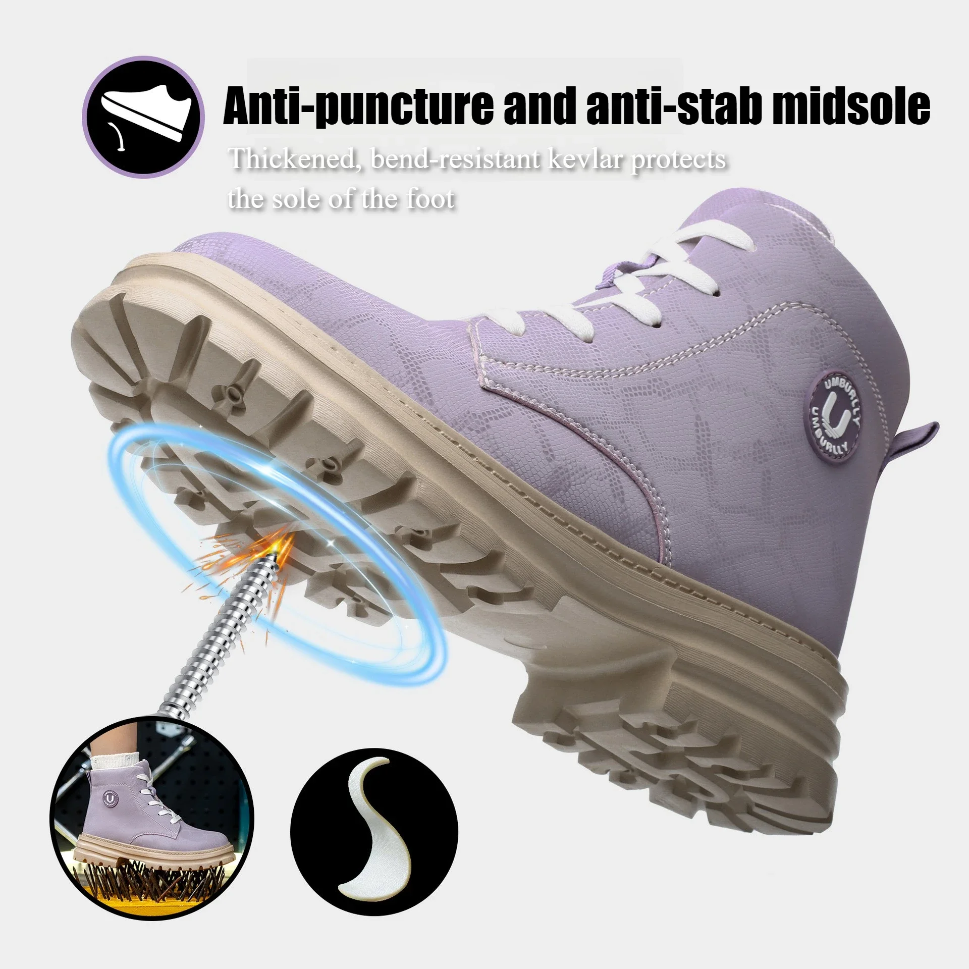 أحذية عمل نسائية جديدة للسلامة، أحذية واقية من الصلب عند أصابع القدم، أحذية أمان مضادة للتحطيم ومضادة للانزلاق، أحذية مريحة عالية الجودة #4