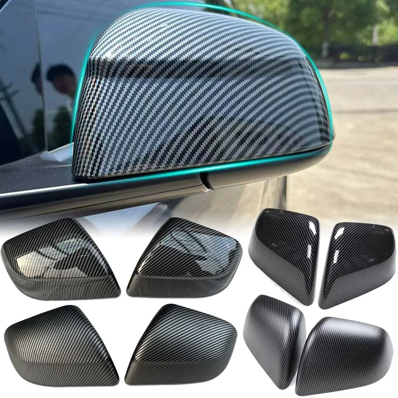 Für Tesla Model Y Juniper 25-26 Model 3/Y Rückspiegelabdeckung ABS Carbonfaser Dekorative Schale Auto-Rückspiegelabdeckung Autoteile – Detail 1