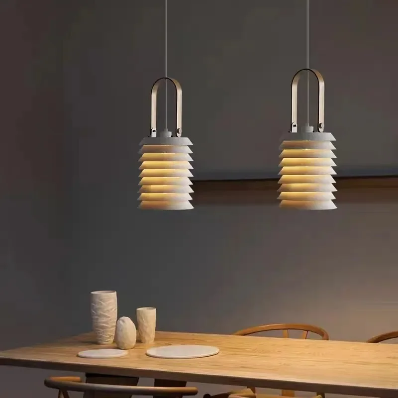 Nordic Style Pleated Pendant Light Suitable for Living Room Bedroom Kitchen Island Indoor Home Design Glossy Lighting