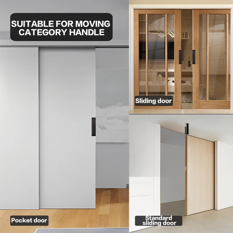 Heavy Industrial Style German Inset Pocket Door Hidden Pull Handle Side Mount Aluminum Alloy Anti Collision Flush Design