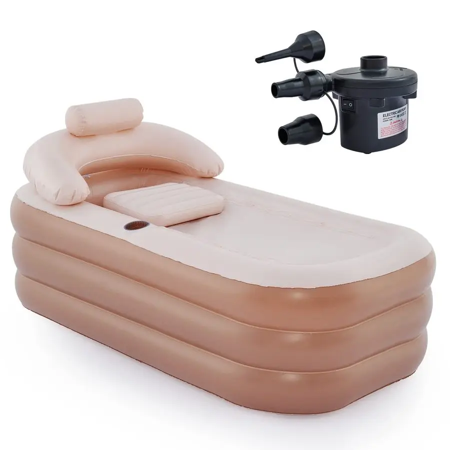 

Inflatable Bathtub with Electric Air Pump and Bath Pillow Headrest, Portable Blow Up Bath Tub for Adults, Outdoor amp Indoor Fre