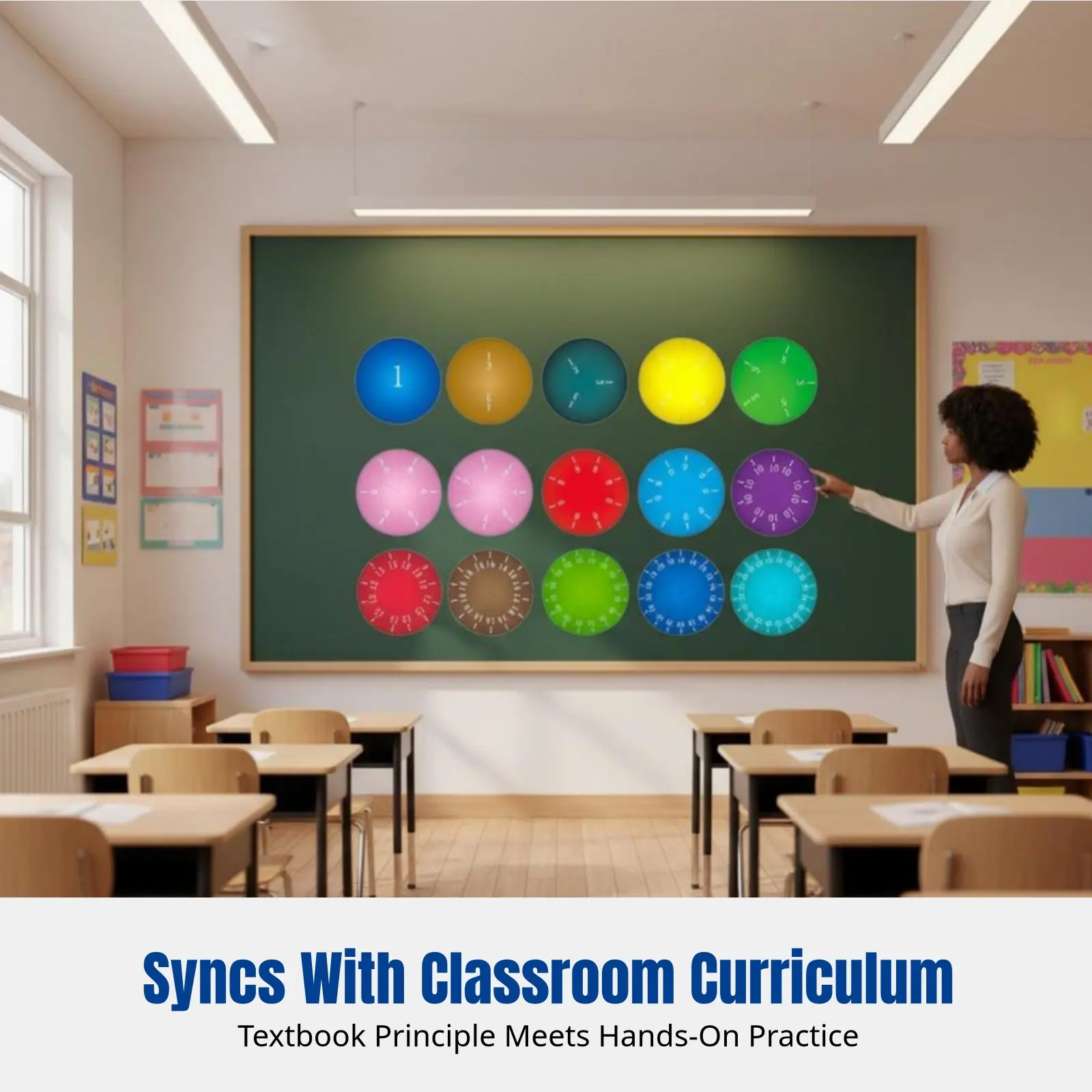 Fraction Demonstrator, Large Round Foam Board Teaching Aid, Math Manipulative for Primary Classroom
