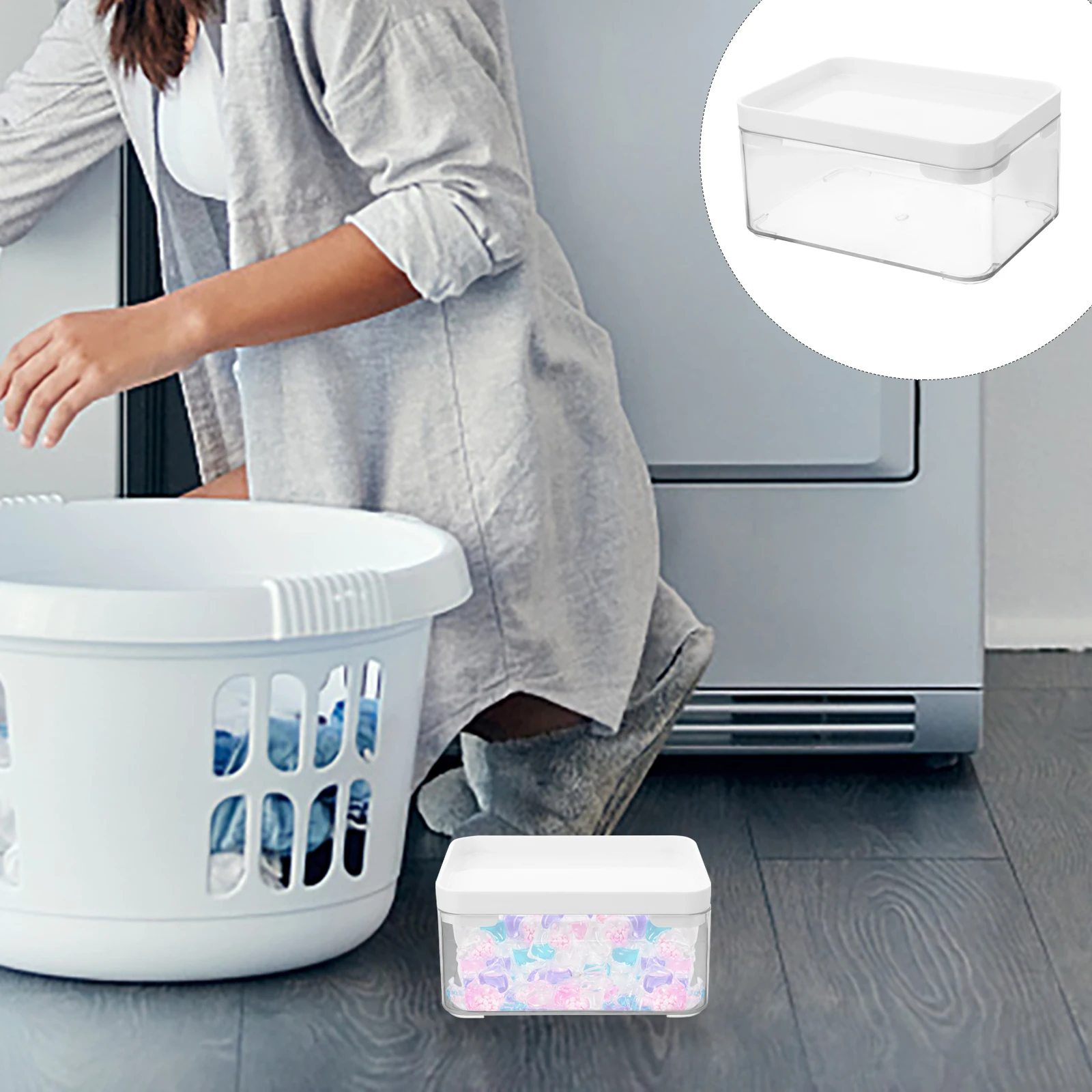 

Laundry Beads Container Sealed Stylish Simple Color Portable Storage Box for Laundry Powder Liquid Washing Beads Holder Powder