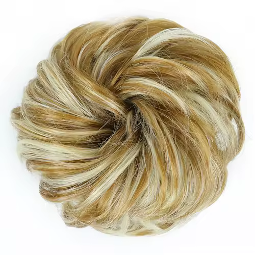 Azqueen Synthetic Messy Bun Chignon Donut Gary Brown Color Hair Bun Pad Elastic Hair Rope Rubber Band Hair Extensions - Image 21
