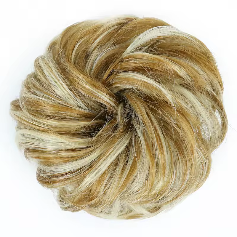 Azqueen Synthetic Messy Bun Chignon Donut Gary Brown Color Hair Bun Pad Elastic Hair Rope Rubber Band Hair Extensions - Image 21
