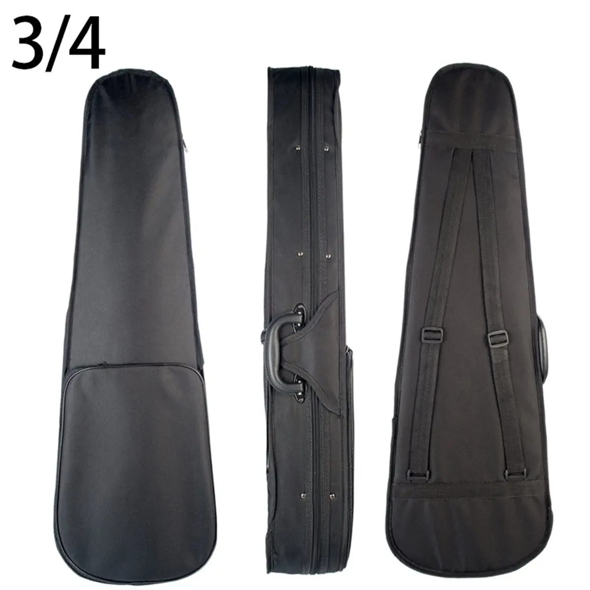 TUREBG 2X Violin Case 3/4 Size Professional Triangular Shape Violin Hard Case -Silver Inside Violin Parts New
