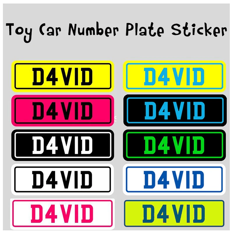 Childrens Number Plate Sticker for Toy Car Personalised Decorative Vinyl Label for Kids Birthday Gift