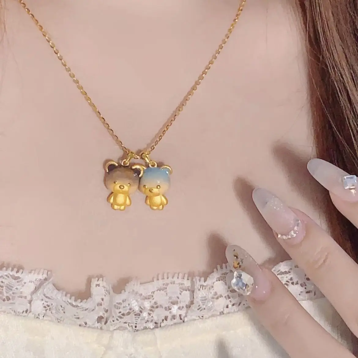 UMQ New All-Match Ice Cream Bear Custom Clavicle Chain Smudges Super Cute Little Sister Essential Gift