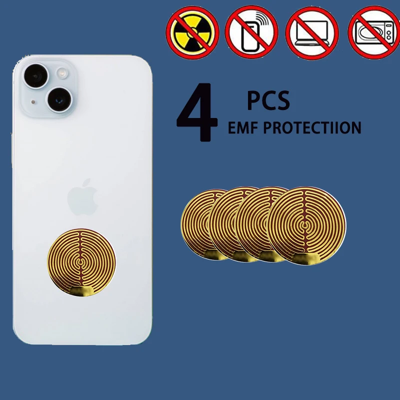 4PCS EMF Protection ANTI-Radiation Stickers For Shield Smart Phone Laptops iPad Electronic Devices All Home Appliances