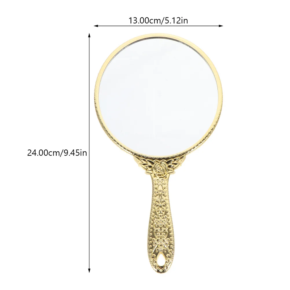 2 個のハンドヘルド化粧鏡レトロラウンドコンパクトトラベルミラーポータブル軽量明るい表面女性のための日常