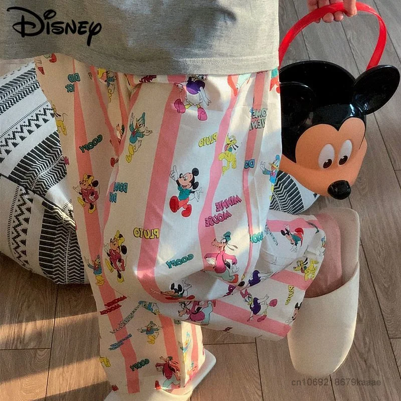 Disney Cartoon Casual Pants Y2k Girl Cute Mickey Donald Duck Print Harajuku Kawaii Trousers Women Korean Aesthetic Spring Pants