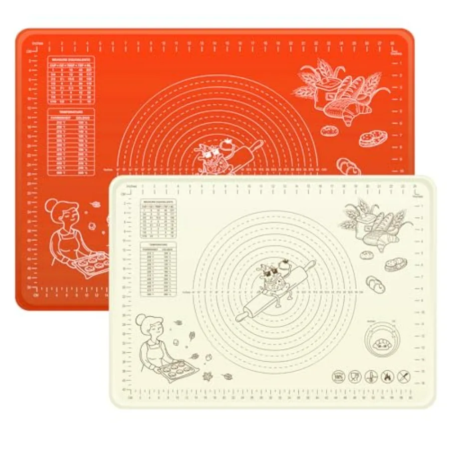 

Silicone Baking Mat Extra Thick Dough Rolling Mat with Measurements and Edge Heightening Nonstick Food Grade Silicone Pastry Ma