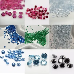 Synthetic Ruby Spinel 1.0~3.0mm 50pcs Black Nano Round Shape 5# Corundum Loose Cubic Zirconia Beads Stone AAAAA DIY