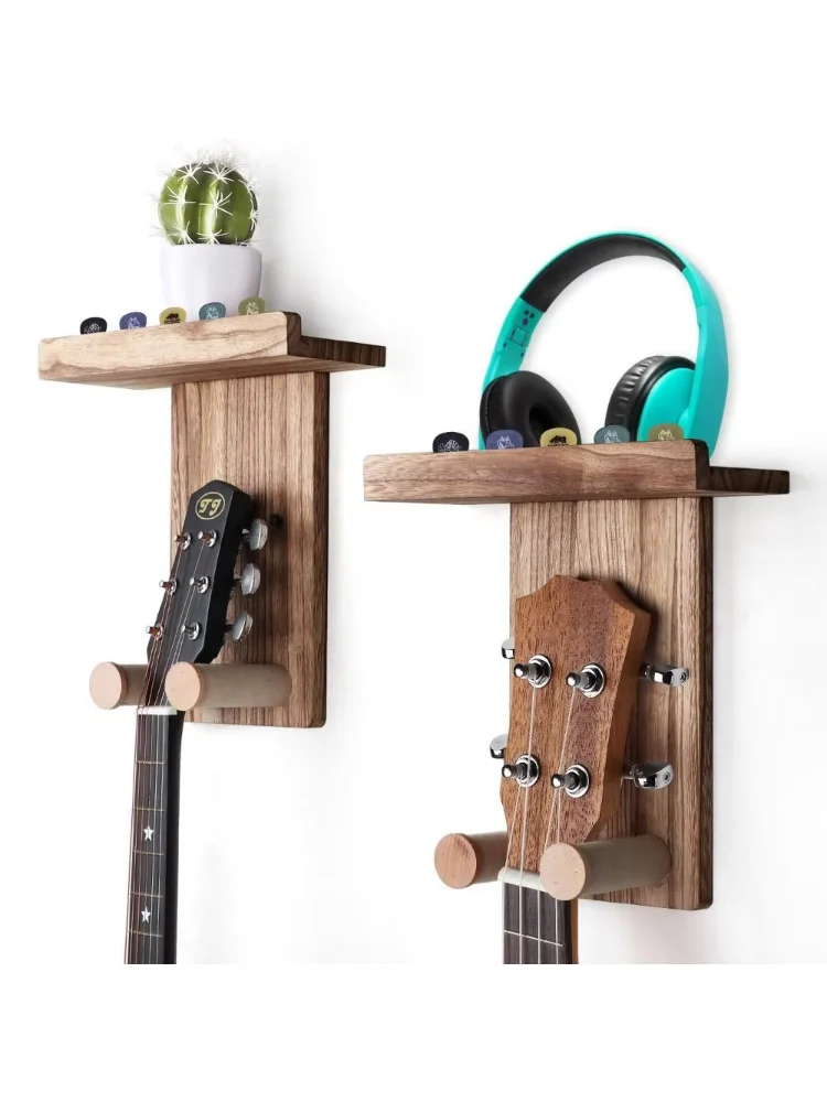 1pc Sturdy Guitar Wall Mount Hanger Wooden Scratch-Proof Guitar Wall Holders Save Spaces Musical Instrument Protection