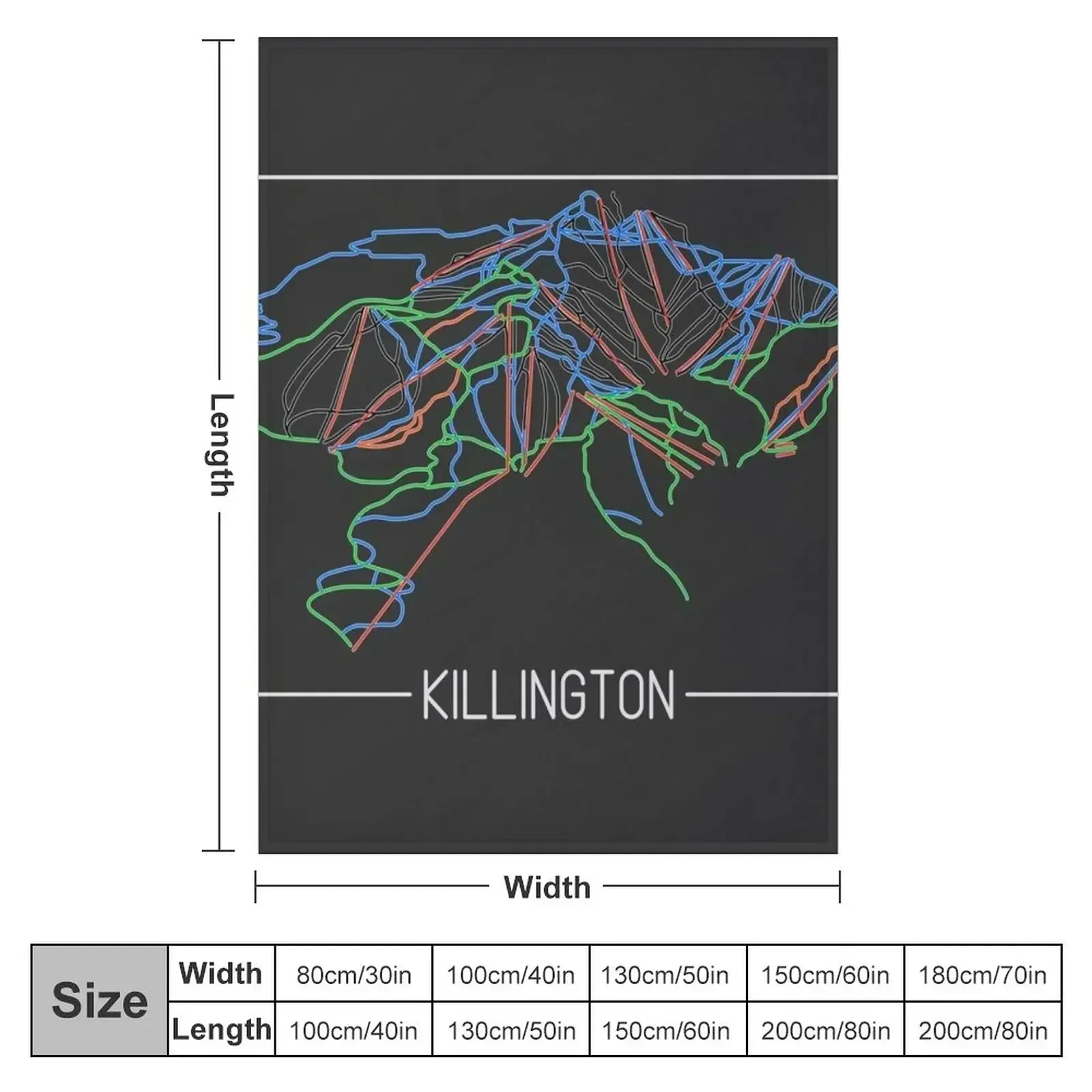 Killington Trail Rating Map Throw Blanket Decorative Sofa For Sofa Thin Soft Beds Luxury St Loose Blankets For Baby Blankets
