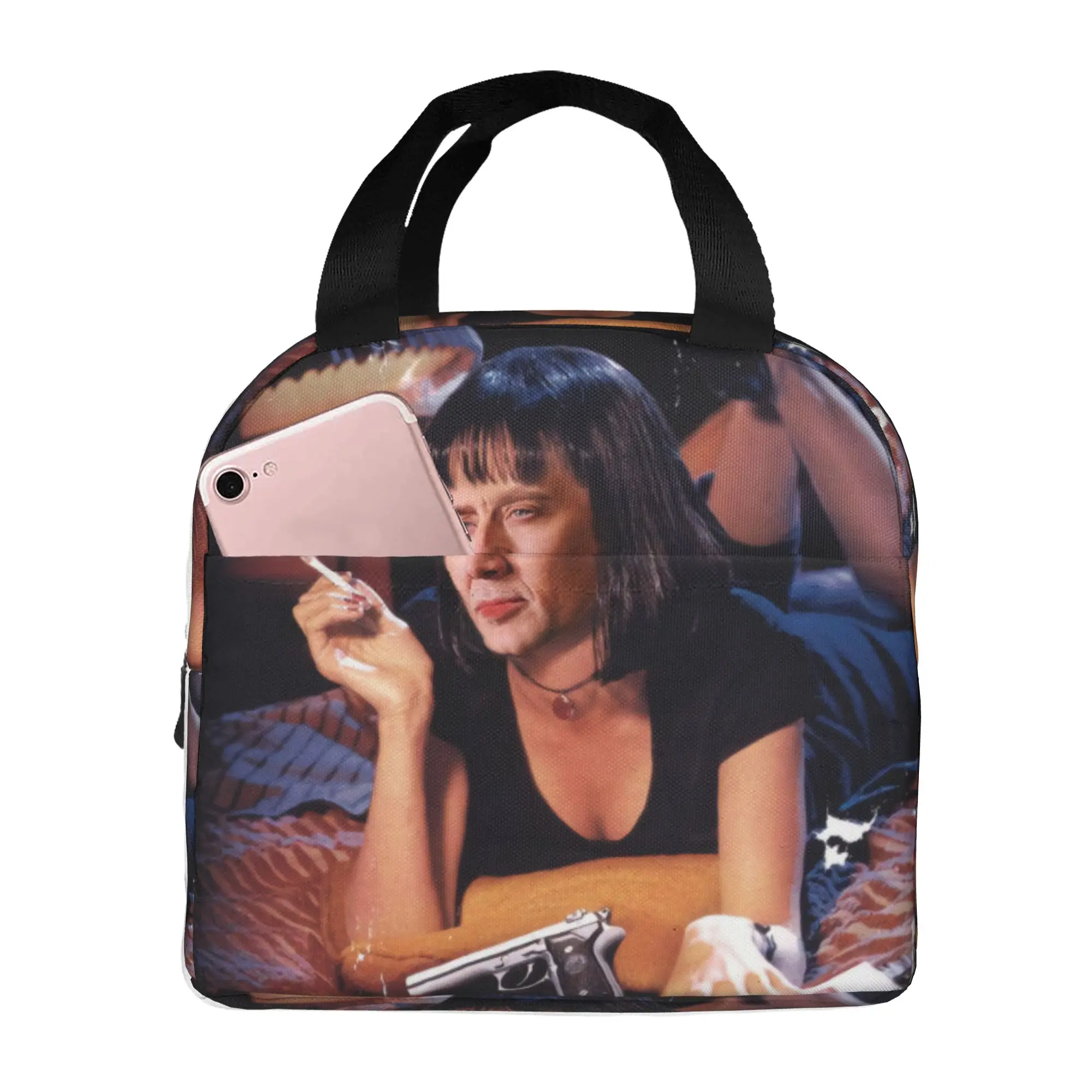 Nicolas Cage Pulp Fiction Meme Insulated Lunch Bags for Women  Portable Cooler Thermal Food Lunch Box Work School Travel