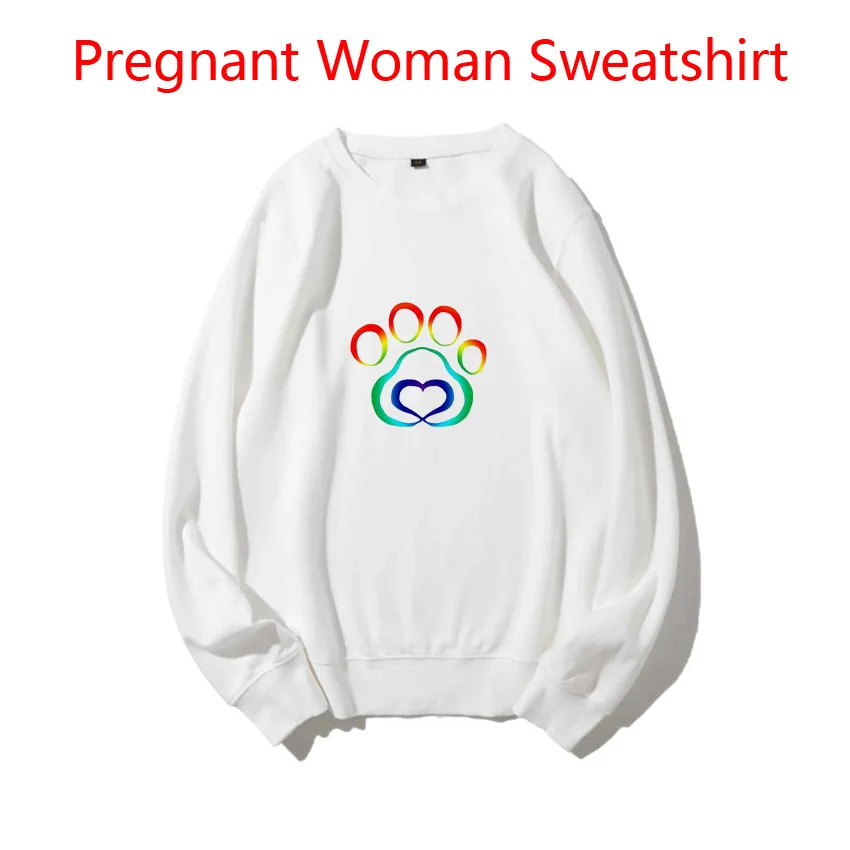 Colorful Paw Cat Dog Love Print Pullover Pregnant Woman Sweatshirt Fashion Korean Version Maternity Women Sweaters Spring Autumn