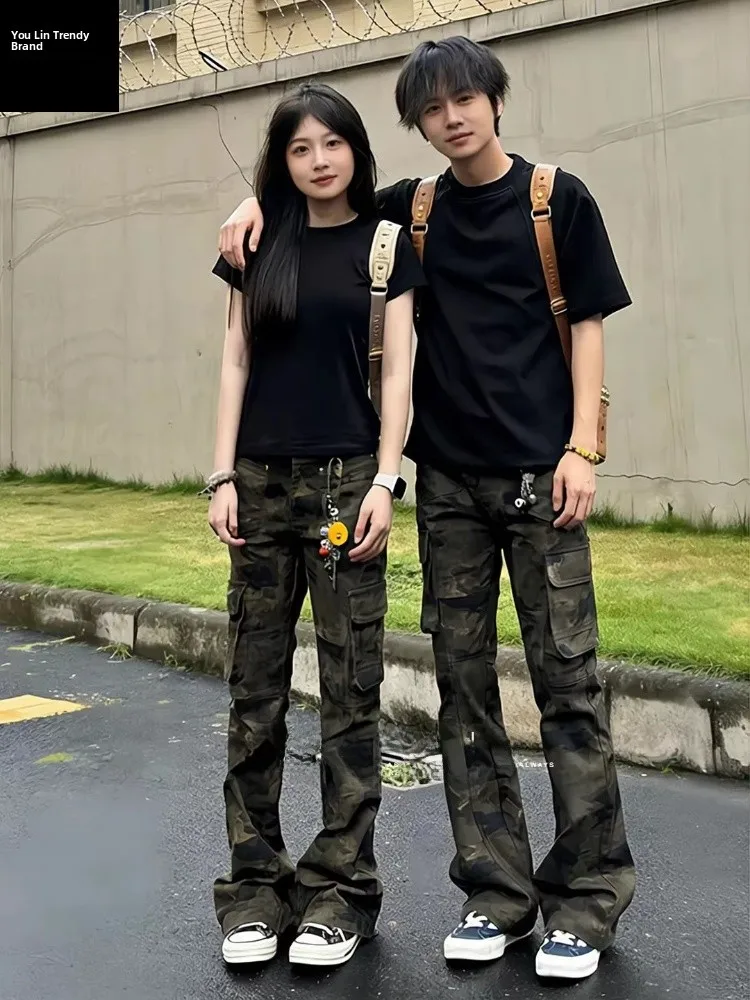 

Мужские джинсы Cleanfit American Sle с камуфляжным принтом, весенние, в стиле ретро, рабочая одежда, с высокой талией, прямые, слегка расклешенные, повседневные