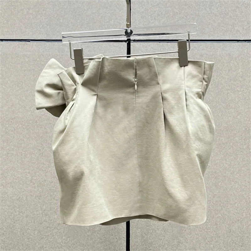 Bild 3: Damenrock Neuer 3D-Blumen-Minirock für den Sommer 2026 Leinenmischung Damen-Halbrock Asymmetrischer Slim-Fit Kurzrock Y2K-Rock