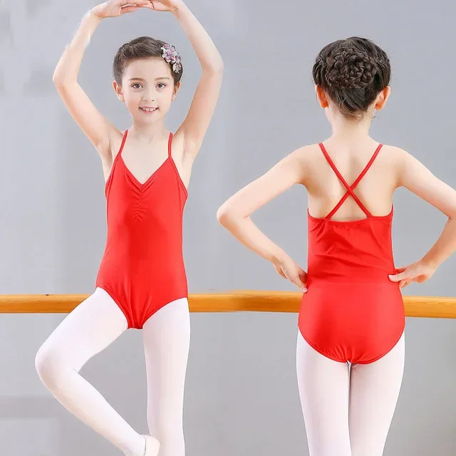 Kinder Ballerina Riemen Ballett Tanz Gymnastik Trikot für Mädchen Body suits Kostüm Tanz kleidung Tänzer Kleidung tragen