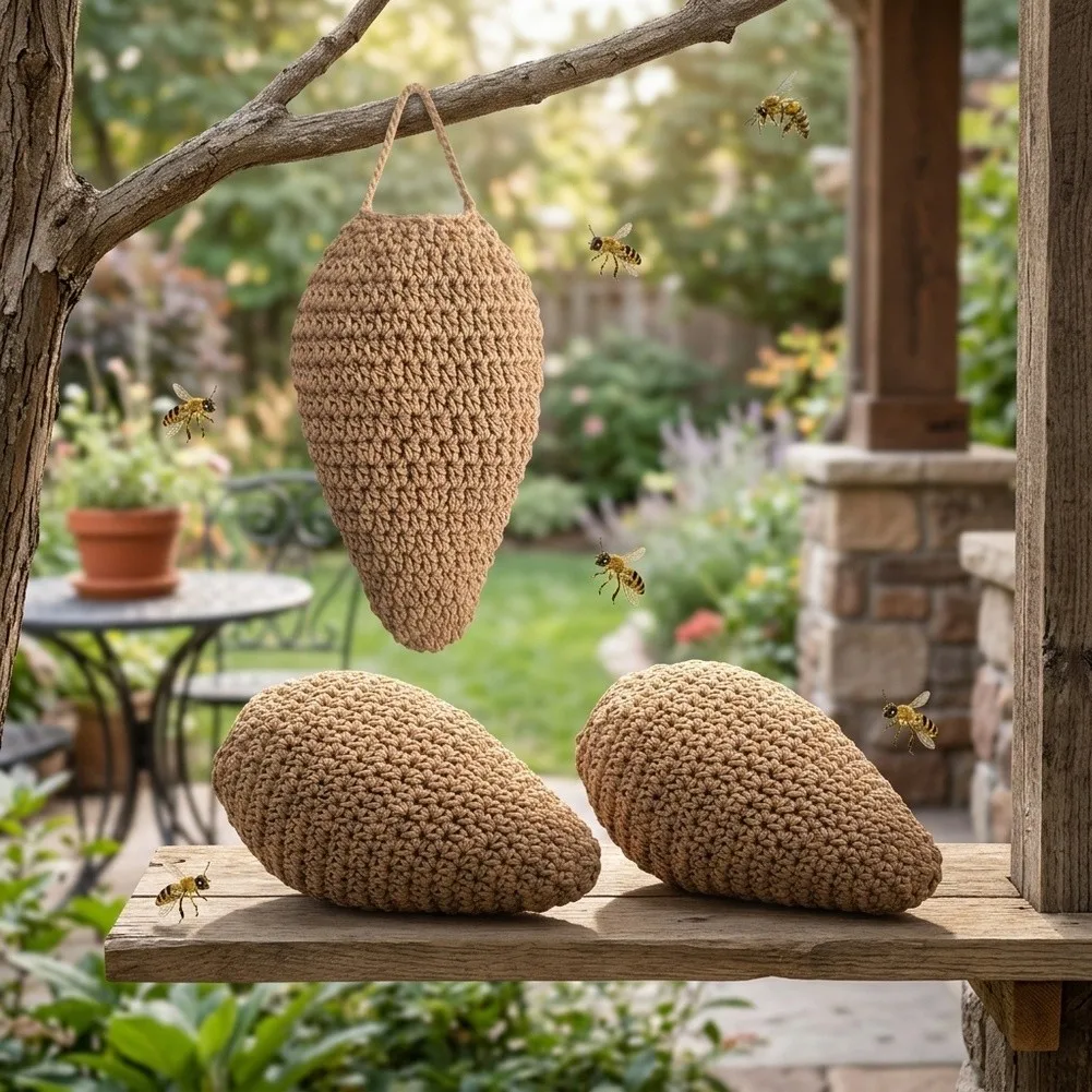 Three Piece Crochet Wasp Decoy Bag Set Built for Durability in For Outdoor Environments Including Humid Conditions