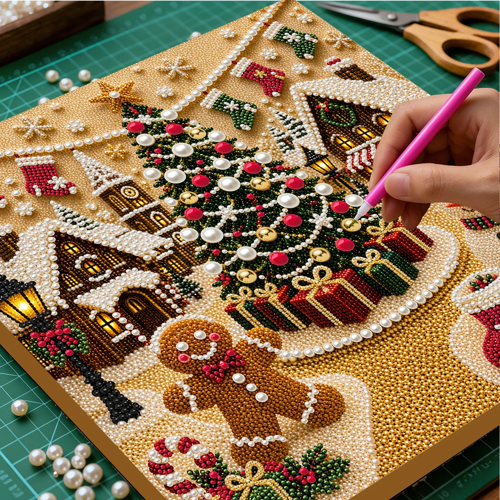 Christmas Pearl Diamond Painti - Resin Art Frame ulasan dan harga