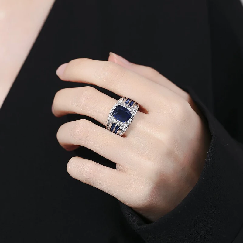 HuiSept Trendy Men Ring 925 Silver Jewelry with Sapphire Zircon Accessories for Wedding Engagement Party Promise Gift Wholesale image 4