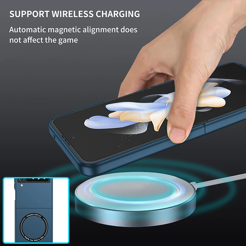 Magnetic Wireless Charging Case for Galaxy Z Flip 3 4 5 Magsafe Case Anti Fingerprint Shockproof Cover Case