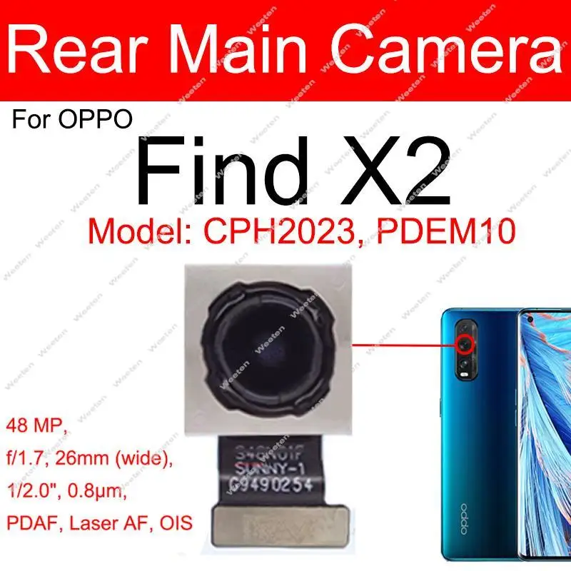 For OPPO Find X2 X3 Pro X2 X3 Lite X2 X3 Neo Rear Front Camera  Primary Back Main Front Facing Selfie Camera Felx Cable Parts