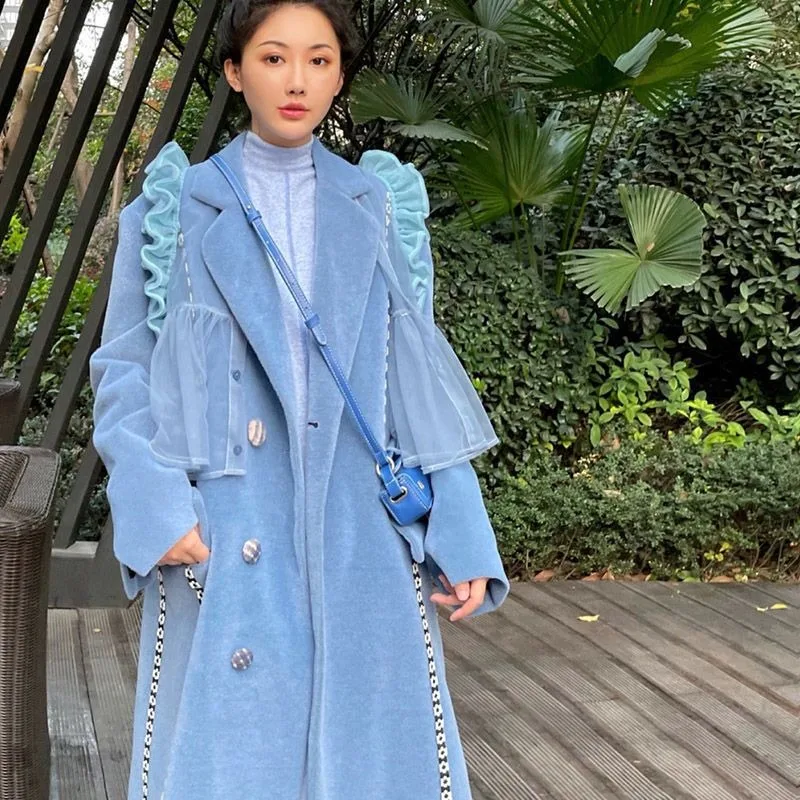 

Winter Korean Version Fashion New Single-breasted Woolen Coat Loose Niche Design Temperament Coat Women's Medium and Long