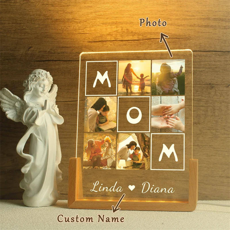 Personalized Photo Night Light,Custom Photo Collage LED Light,Photo Lamp, Photo Collage Gift,Mother\'s Day Gift,Gift for Mom