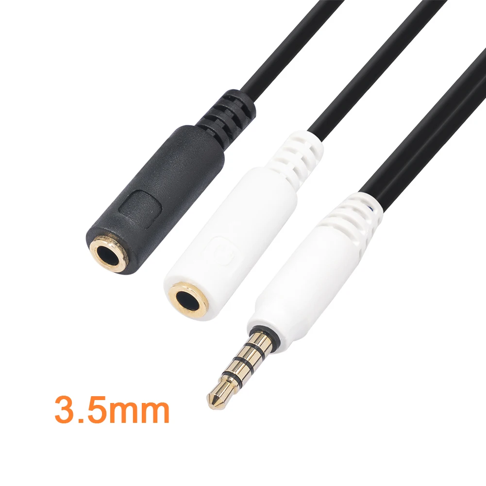 3.5mm One Point Two Headphone Microphone Splitter Ctia Standard Connection Audio Cable 20cm