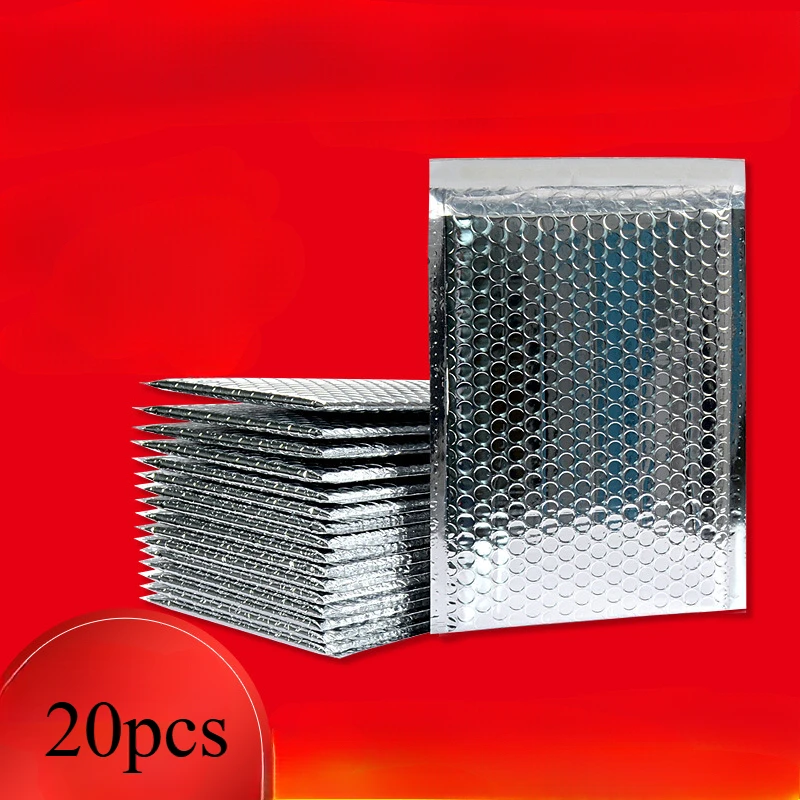 20PCS/silver PE Aluminum Coated Bubble Bag, Waterproof and Anti-collision Express Transport Bag