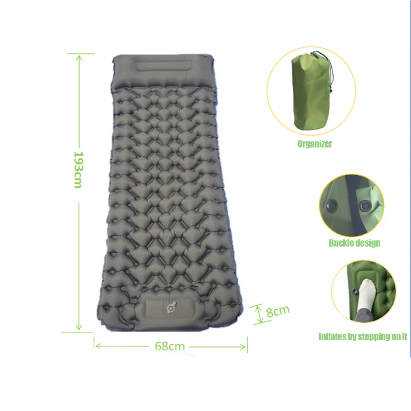 

Outdoor ultralight air mat built In Inflator Pump Camping inflatable Mattress with pillow Self-inflating sleeping pad for Hiking