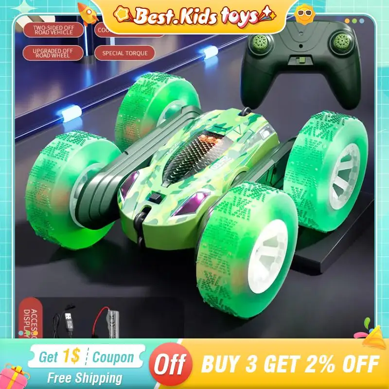

2.4G RC Stunt Drift Car LED Double Sided Flip Remote Control 360 Rotation RC Off Road Vehicle Kids Toys Gifts For Boys Adults