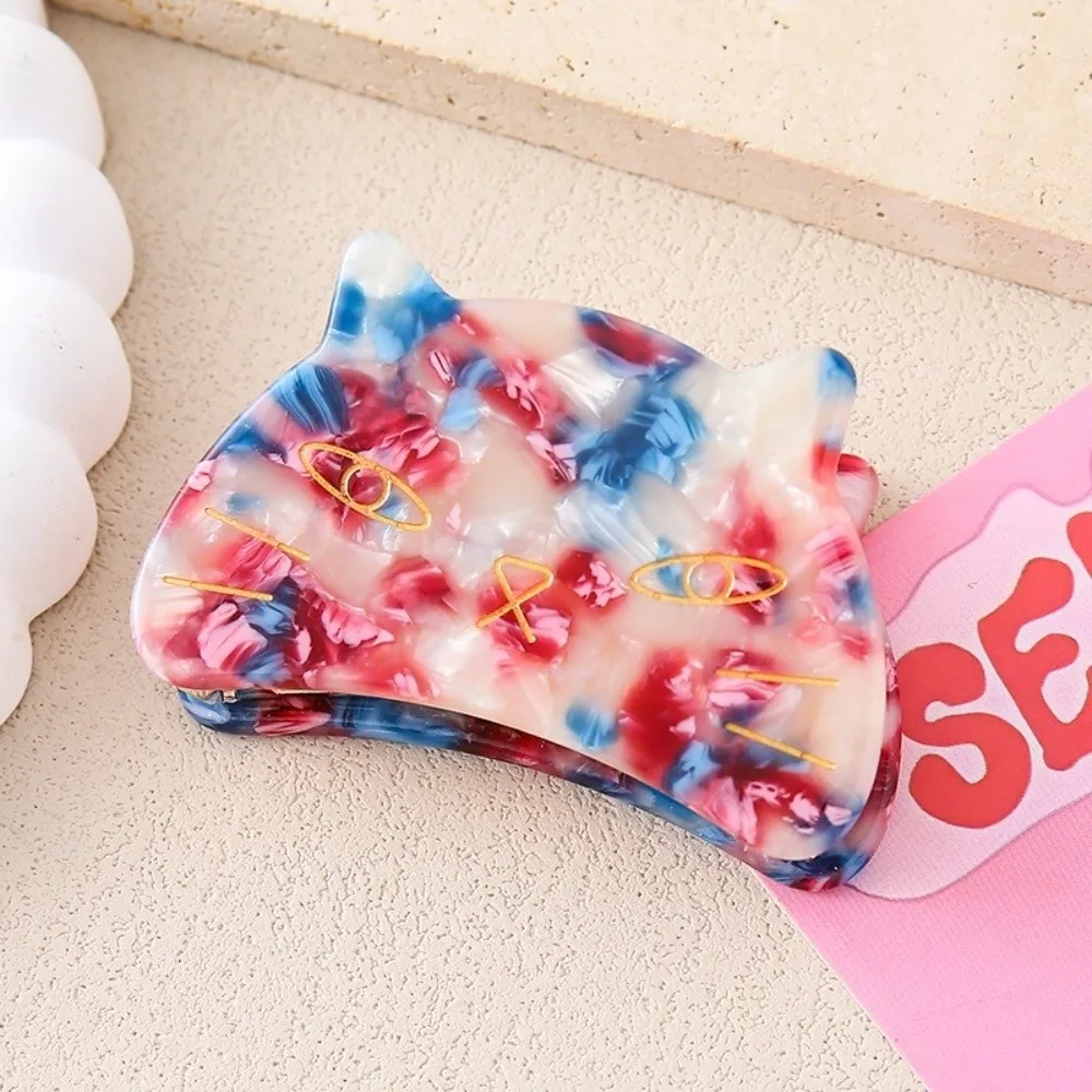 

Sweet Cartoon Cat Grab Clip Metal Tooth Big Animal Acetate Hairpin Hair Accessories Hair Gripper