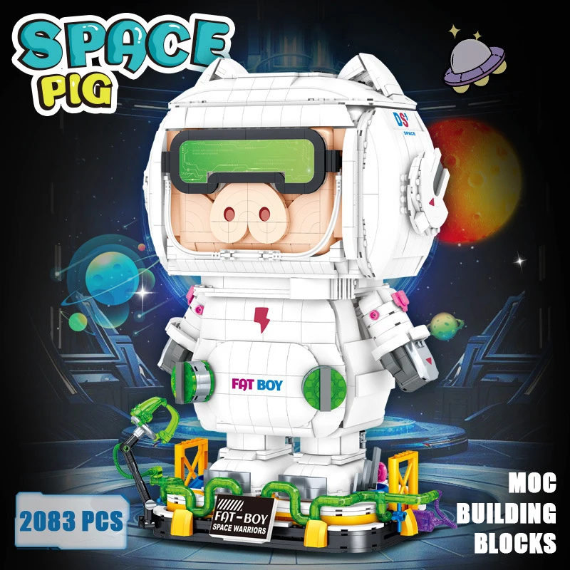 City Technical Space Pig Astronaut Model Building Blocks MOC Creative Spaceman Figure Assemble Bricks Toy Ornaments Gift for Kid