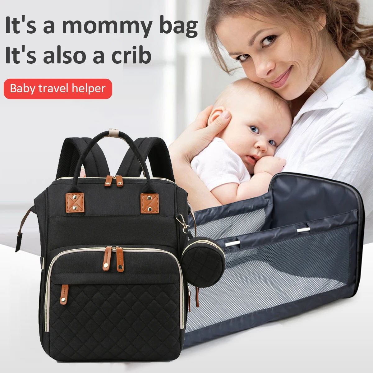 One bed bag mommy bag multi-functional mother and baby bag go out fashion large capacity portable lady mother bag