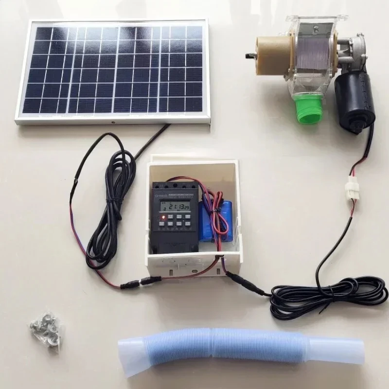 Solar poultry automatic timing feeder chicken, duck, goose, pigeon trough fish pond feeder