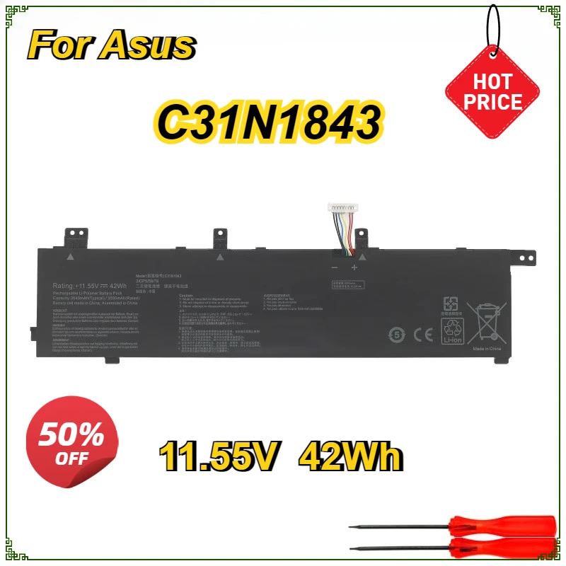 C31N1843 Laptop Battery for ASUS VivoBook X432FA X532FL S14 S432 S432FA S432FL S15 S532 S532FL S532FA 0B200-03430000 15.55V 42Wh