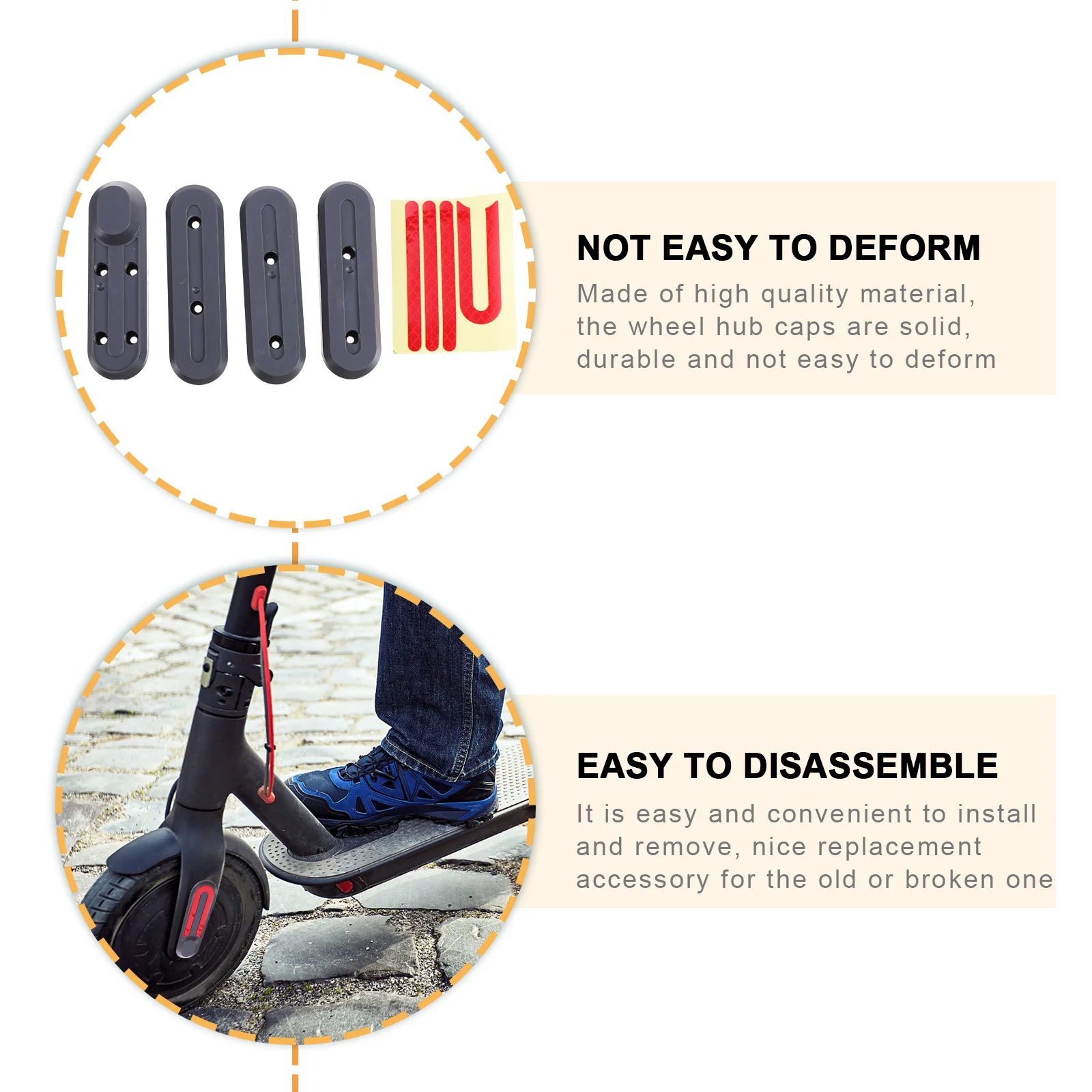 

Electric Scooter Wheel Hub Caps Front Rear Protective Shells Wear Resistant Decorative Covers with Reflection Sticker for Millet