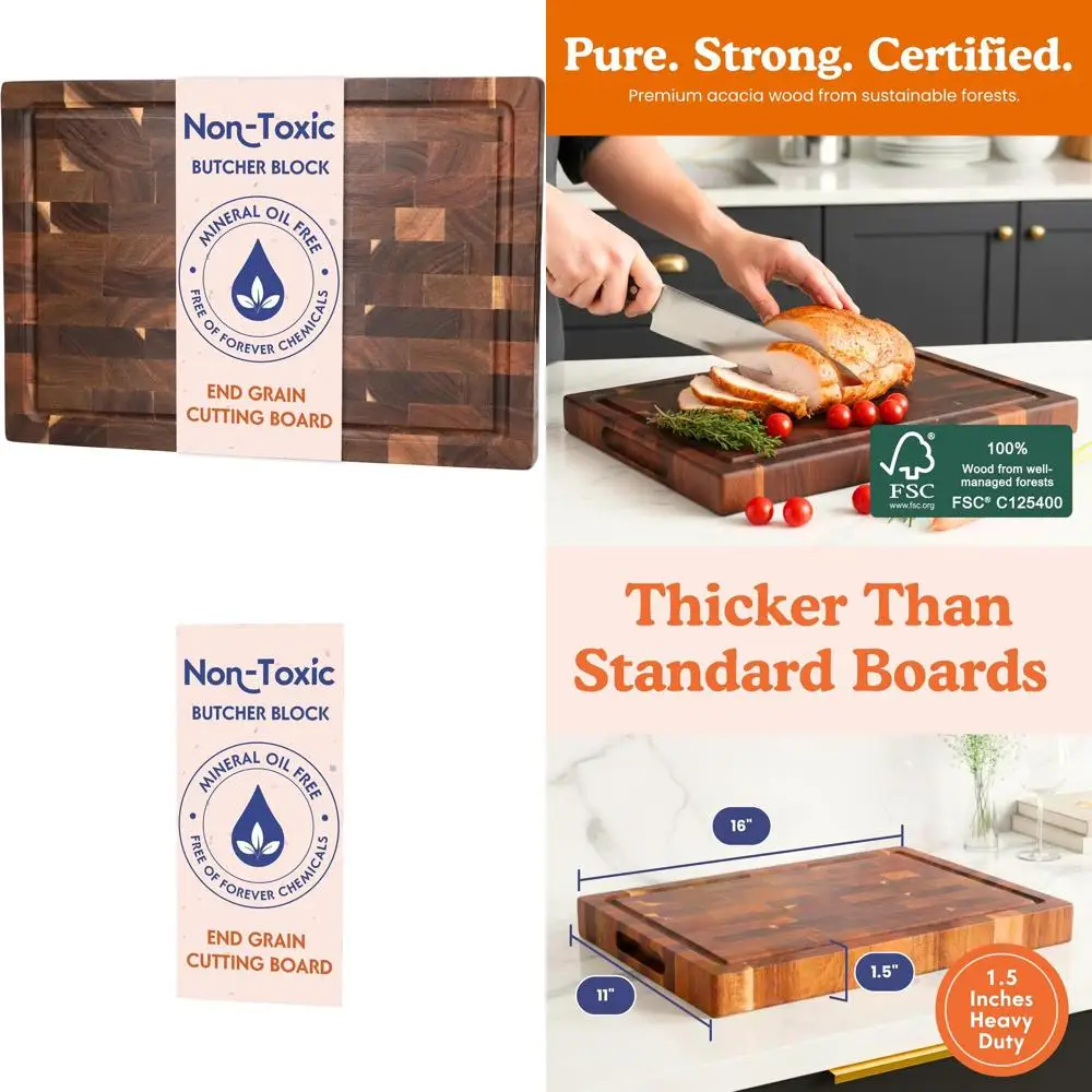 

Разделочная доска из дерева акации толщиной 1,5 толщины, 16 x 11, состояние с пчелиным воском, льняным семенами и лимонными маслами.