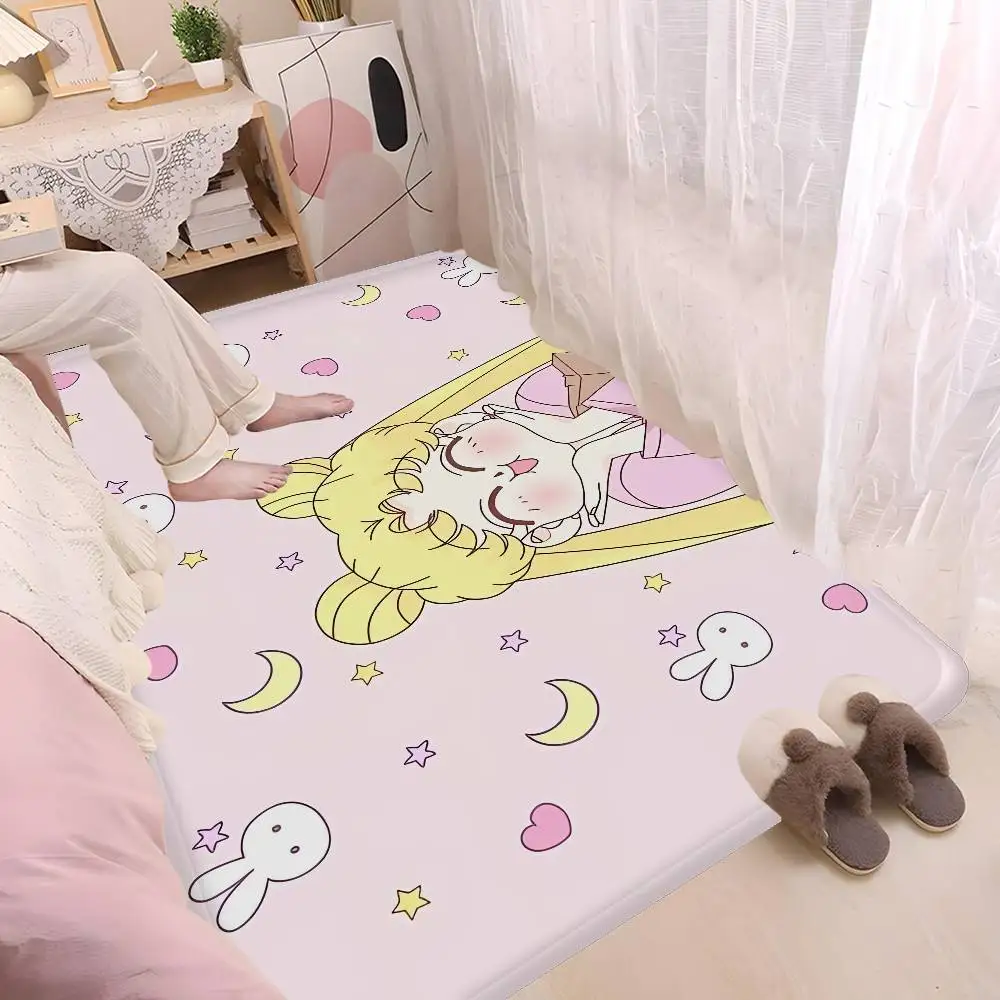 Cute S-Sailor M-MoonS Floor Mat Retro Multiple Choice Living Room Kitchen Rug Non-Slip Modern Home Decor
