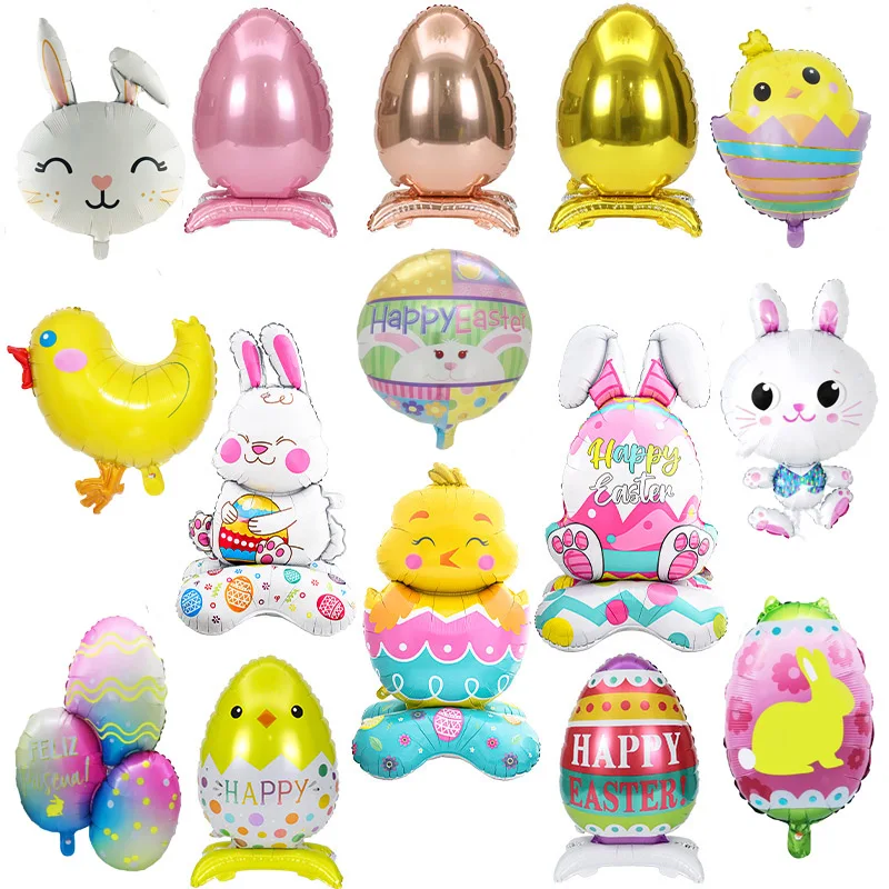 Big Bunny Balloons Foil Helium Rabbit Animal Balloons Standing Cute Bunny Balloons Easter egg Balloon chick Easter Decoration