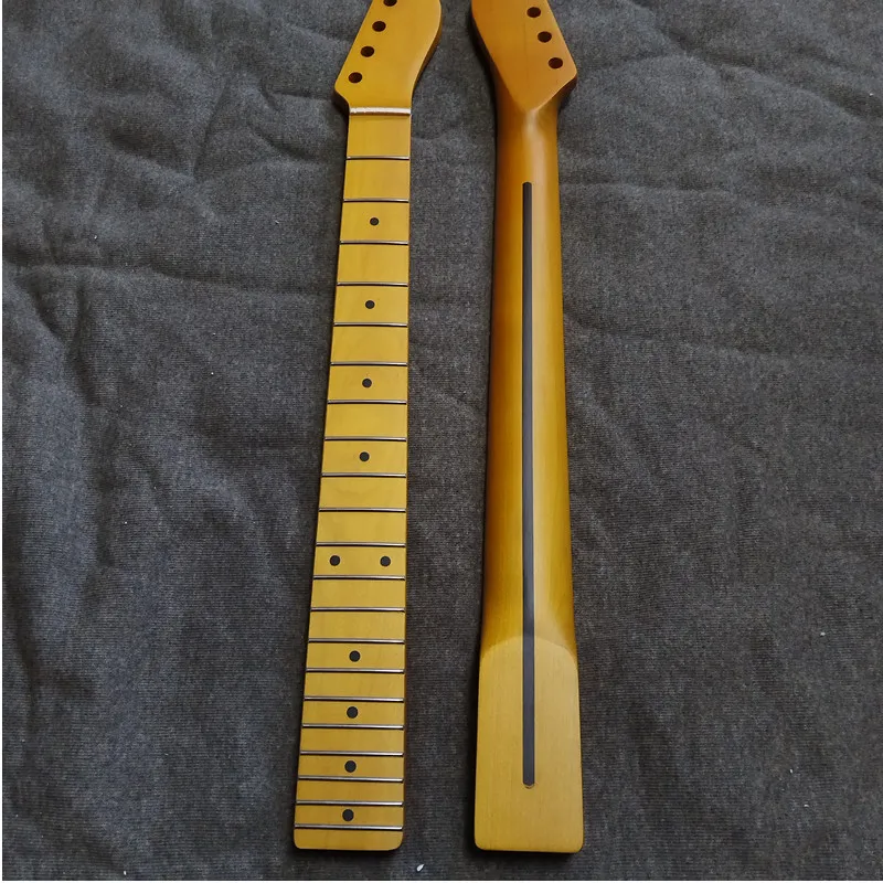 

One piece Maple neck Electric Guitar Neck Inlay Black Dots Heel Adjustment Yellow Color Matte Paint Musical Instruments